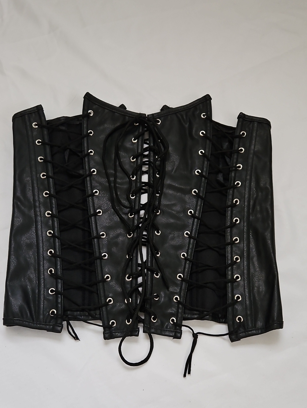 Black Lace-Up Faux Leather Corset